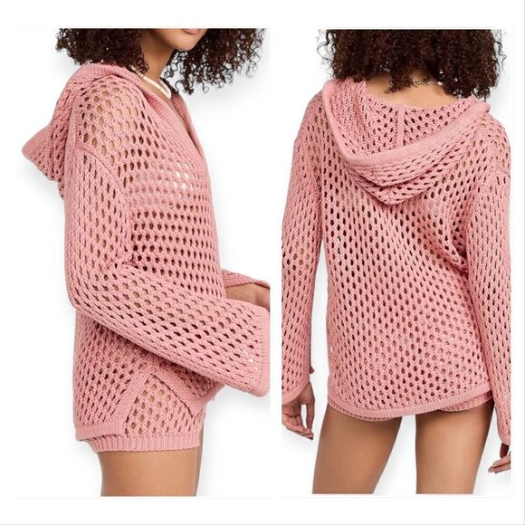 Misa Pink‎ Crochet Hoodie Sweater, Shamani Hoodie, Size  L, New with tag - Picture 2 of 12